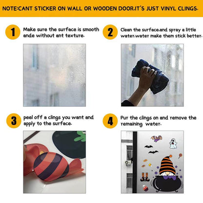 Halloween Window Clings Decals,Halloween Window Glass Decorations with Cute Gnome for Party Supplies(gnome)