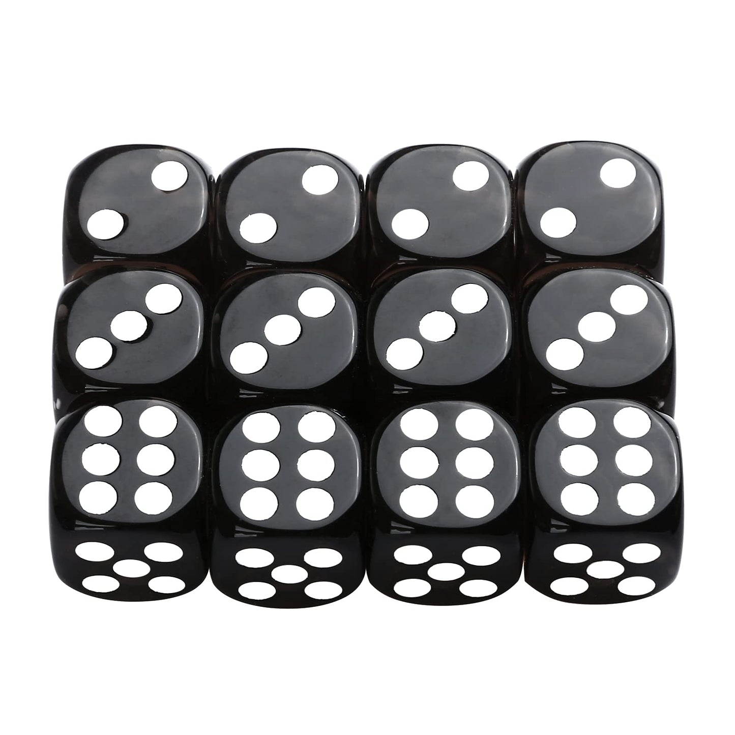 GWHOLE 12 Pcs Standard Game Dice Set, 6-Sided Black Mini Dice for Board Game Math Teaching Project,(Round Corner)