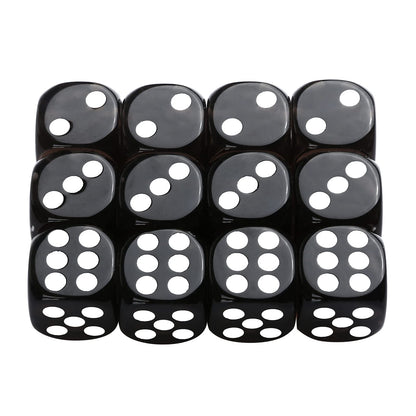 GWHOLE 12 Pcs Standard Game Dice Set, 6-Sided Black Mini Dice for Board Game Math Teaching Project,(Round Corner)