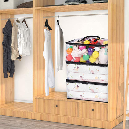 Vieshful 3 Pack Clear Clothes Storage Bag, 40L Plastic Blanket Storage Bag with Zipper, Foldable Closet Organizer, Moving bags for Comforter, Blanket, Bedding, Duvet, Toys