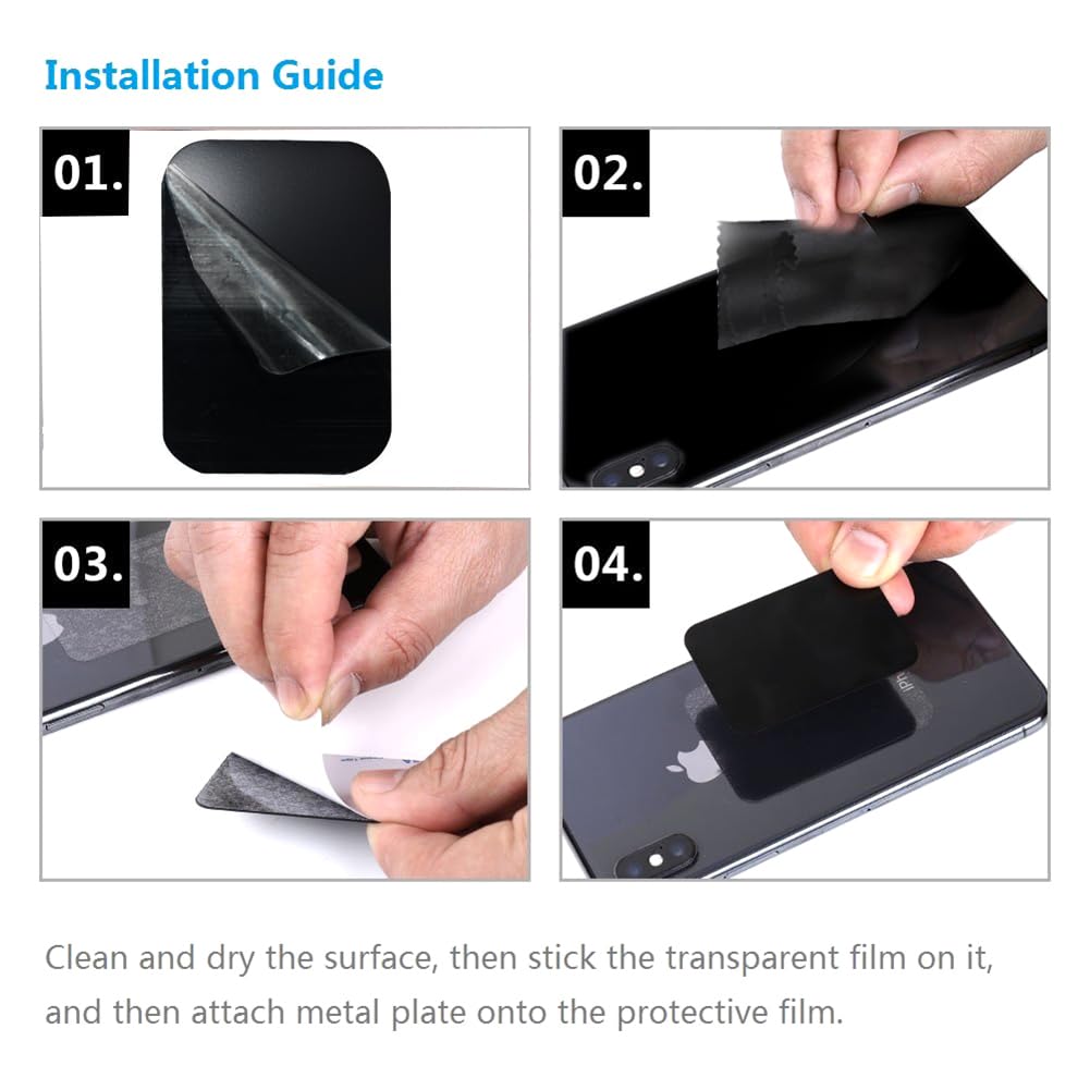 5 Pcs Adhesive Thin Metal Plates for Magnetic Mounts, Metal Plates for Phone Case,Metal Plates Disc for Iphone Phone Magnet/Car Cell Phone Automobile Magnet Cradles, 2 Rectangle & 3 Round, Black