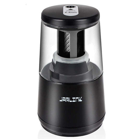 JARLINK Electric Pencil Sharpener, Heavy-Duty Helical Blade to Fast Sharpen, Auto Stop for No.2/Colored Pencils(6-8mm), AC Adapter/Battery Operated in School Classroom/Office/Home (Black)