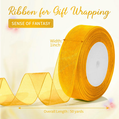 3PCS Halloween Ribbon - 1 Inch, 150 Yards Sheer Wrapping Ribbon for Gifts, Crafts, Party Favors & Flower Bouquets