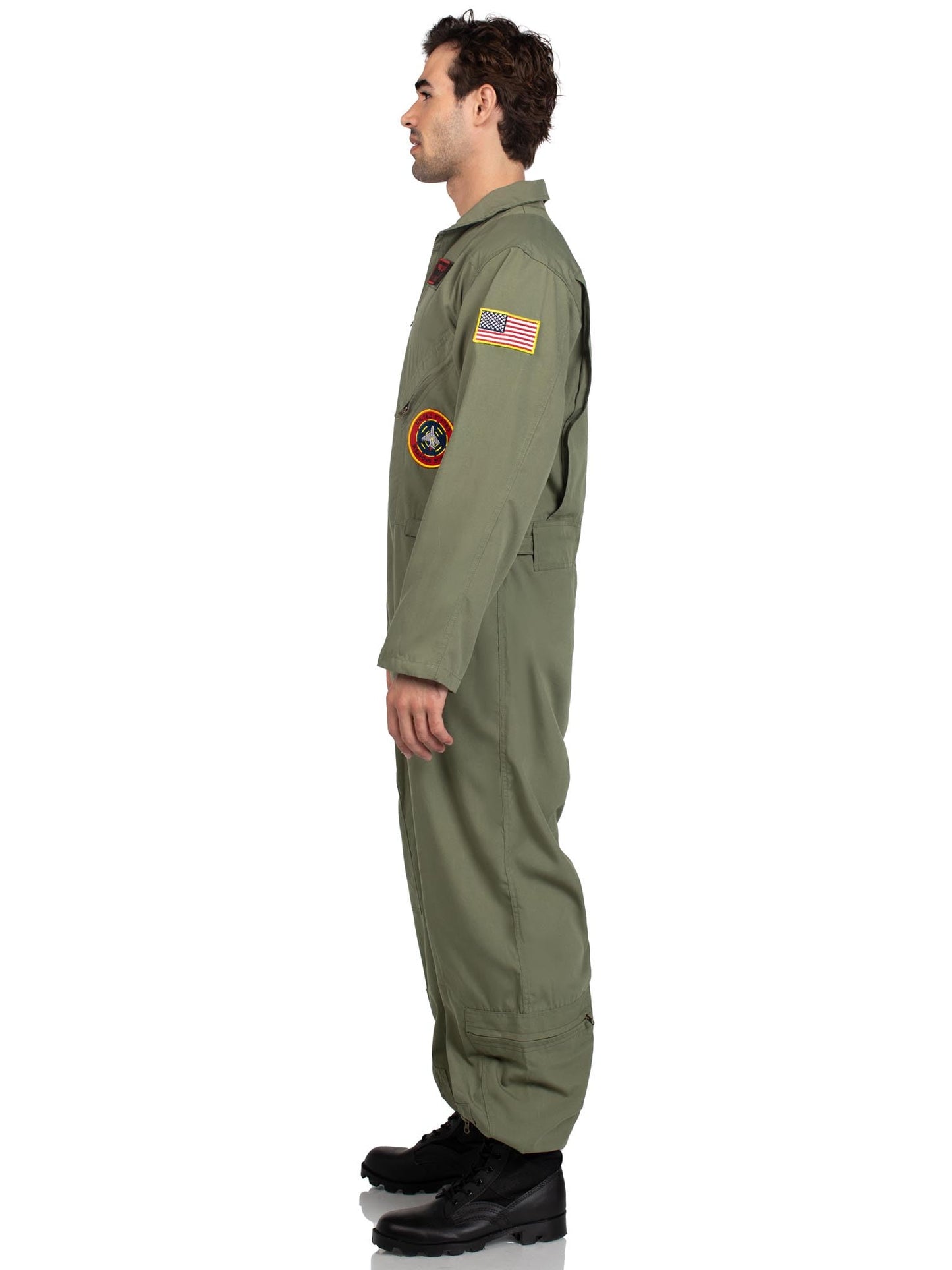 Leg Avenue Mens Licensed Top Gun Flight Suit Costume, X-LARGE, Khaki/Green