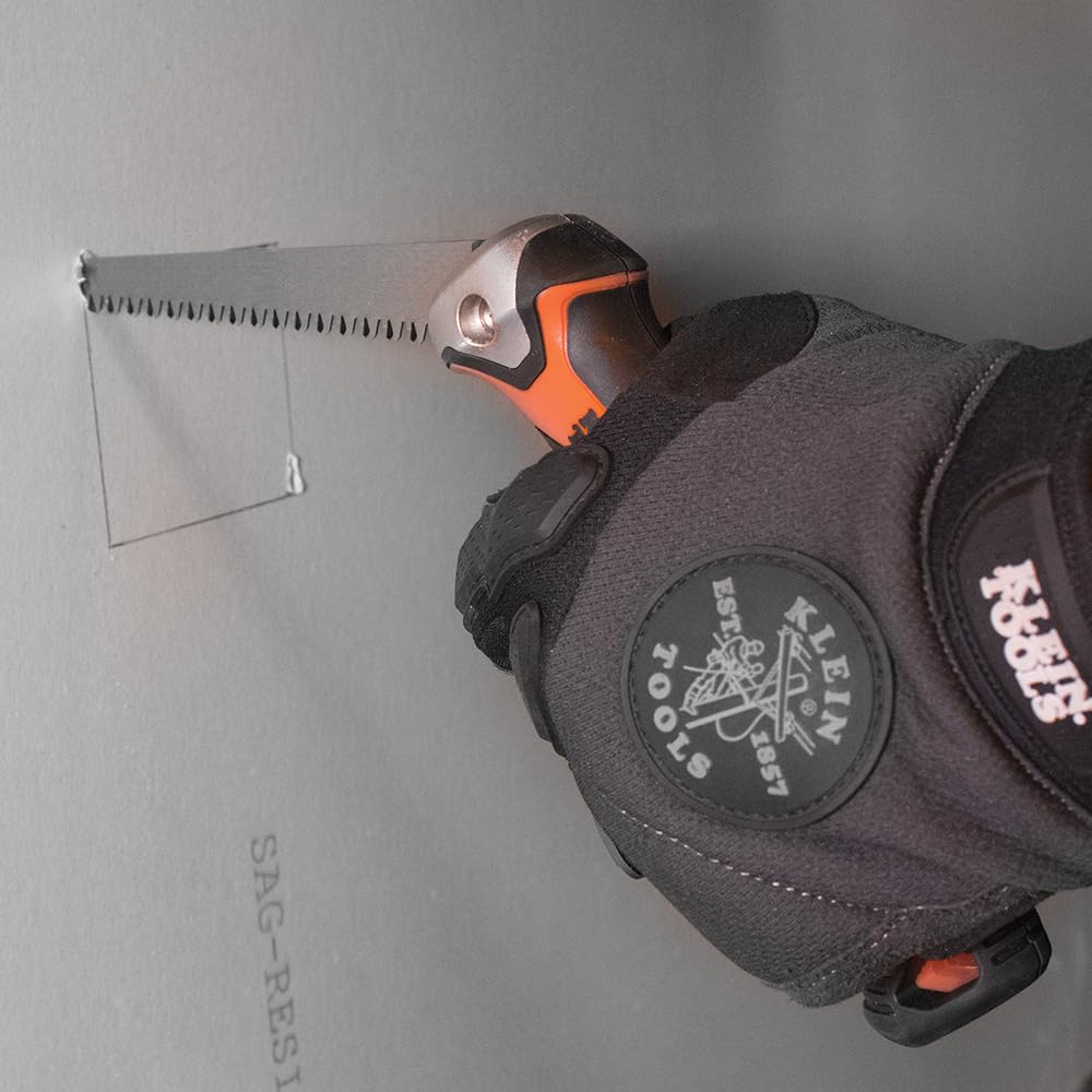 Klein Tools 31737 Folding Jab Saw / Drywall Hand Saw with Lockback at 180 and 125 Degrees and Tether Hole