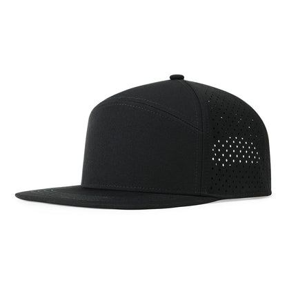 FEINION Men Flat Brim Adjustable Performance Hat Snapback Laser Perforated Baseball Cap (Black)