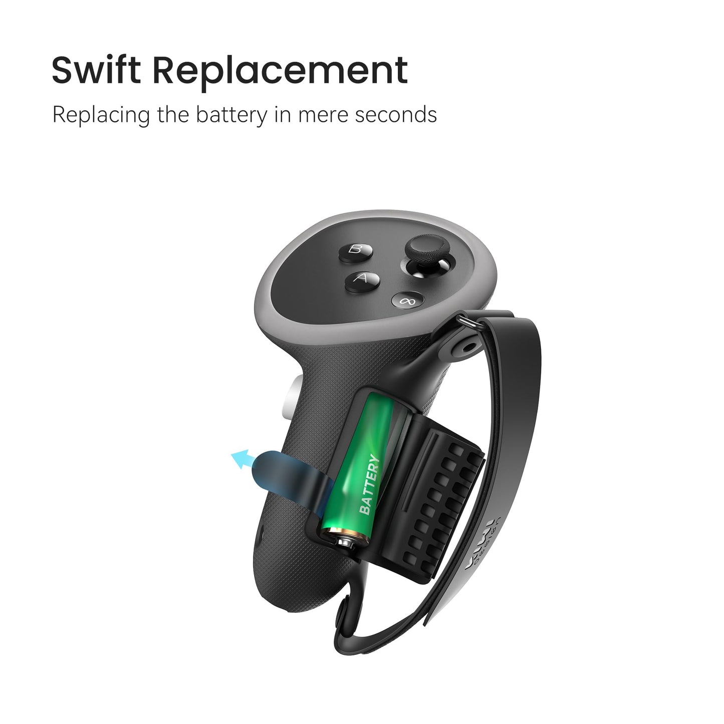 KIWI design Upgraded Comfort Controller Grips Compatible with Oculus/Meta Quest 3/3S Accessories, Hand Straps with Battery Opening