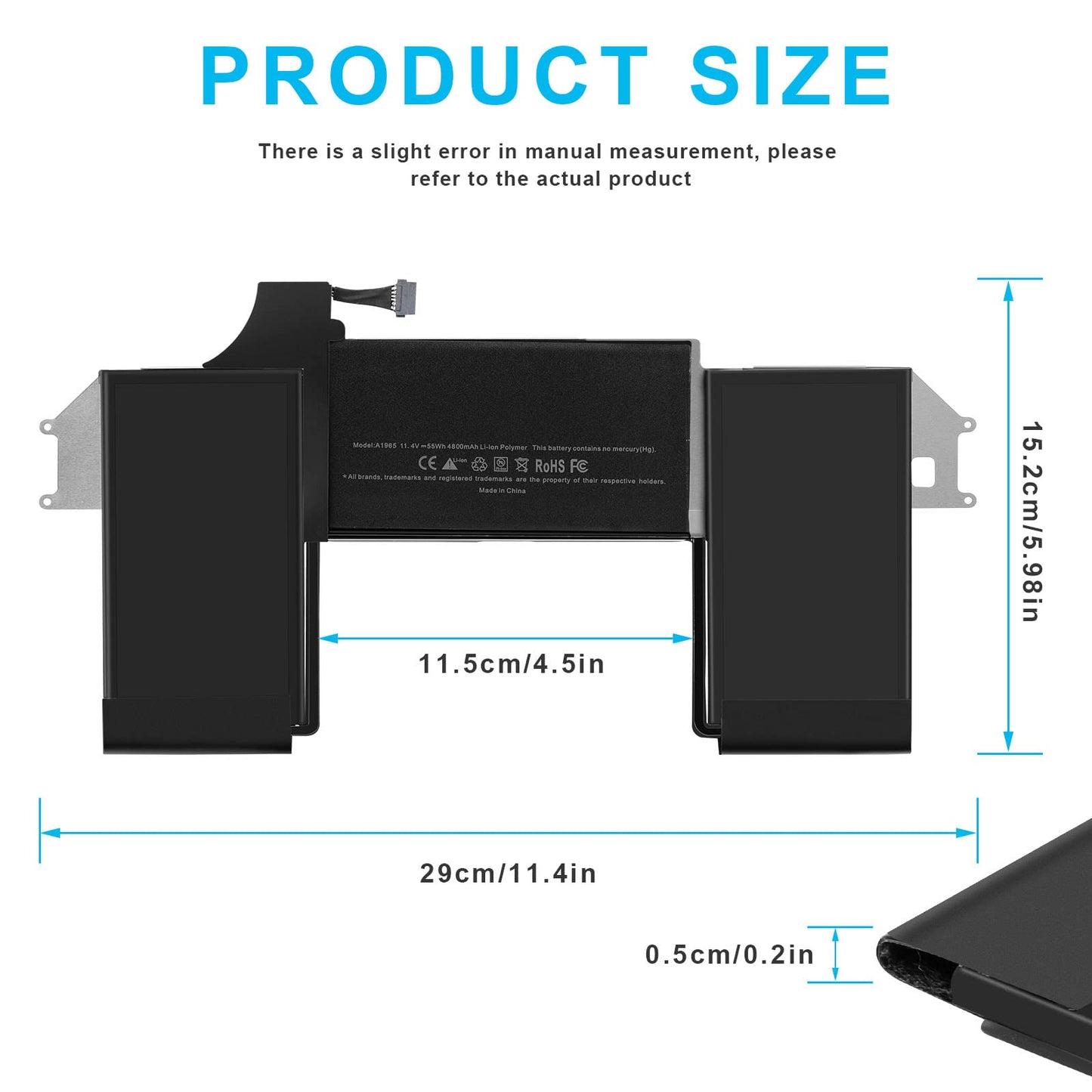 A1965 Laptop Battery for MacBook Air 13" Retina A1932 (2018 2019, Early 2020) A2179 EMC 3184 3302 MacBook Air8,1 8,2 9,1 MRE82 MRE92 MVFH2 MWTJ2 MVH22 MVFM2 MVFK2 MREE2 MREC2 MREA2 MREF2 MUQT2 MUQU2