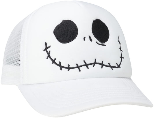 Disney Nightmare Before Christmas Trucker Hat, Snapback Baseball Cap for Men, Jack Skellington White