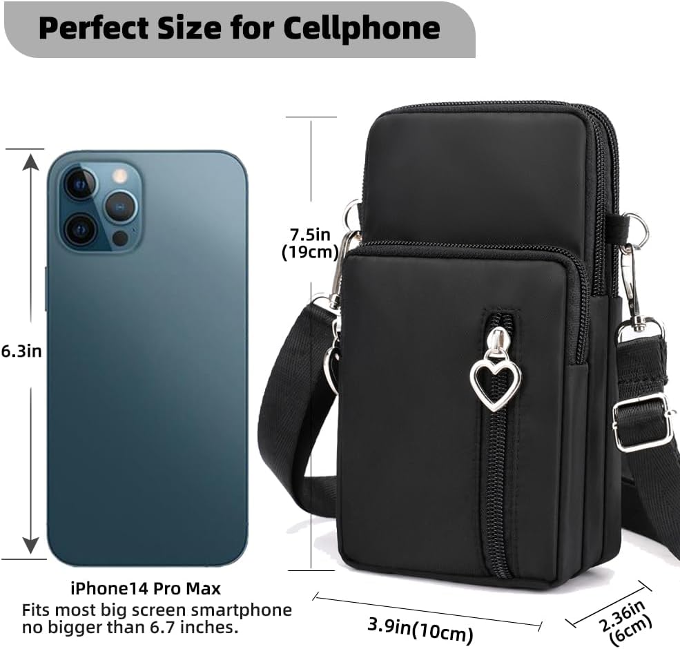 JANKS Small Crossbody Bag for Women - Mini Phone Purses with Crossbody Strap and Wallet - Nylon Arm Bag