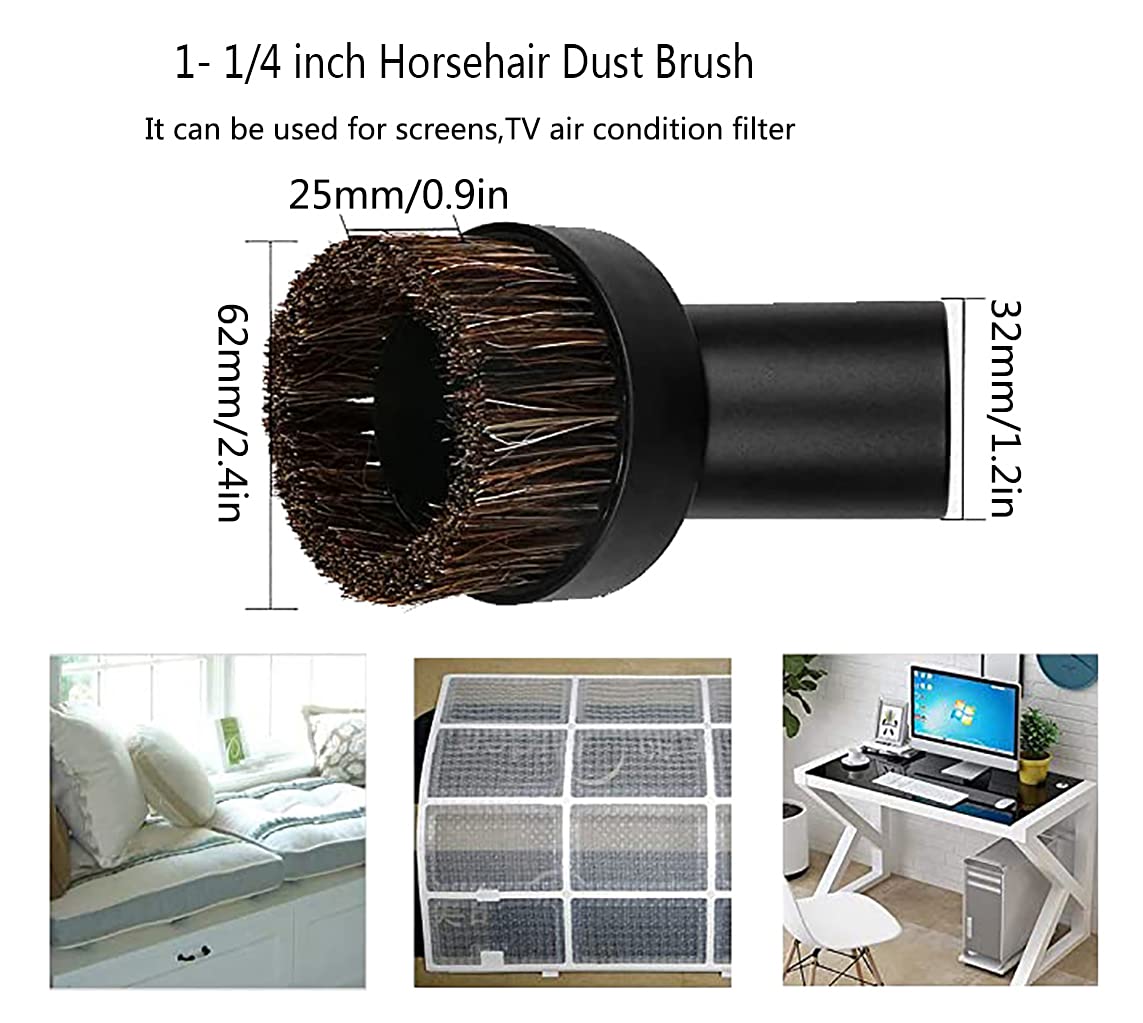1 1/4" Vacuum Attachments Brushes for Small Shop Vac Accessories 1/4 inch or 1 3/8 inch Vacuum Cleaner Accessories
