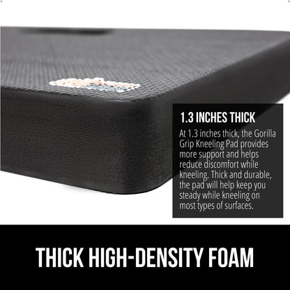 GORILLA GRIP Extra Thick Patent Pending Garden Kneeling Pad, 17.5 x 11 Inch Supportive Soft Foam Knee Cushioning for Gardening, Water Resistant, Bathing Baby Working Supplies, Lightweight, Black