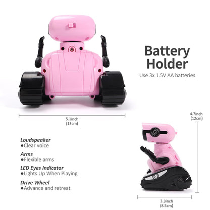 GILOBABY Robot Toys, Remote Control Robot Toy, RC Robots for Kids with LED Eyes, Flexible Head & Arms, Dance Moves and Music, Birthday Gifts for Girls Age 3+ Years (Pink)