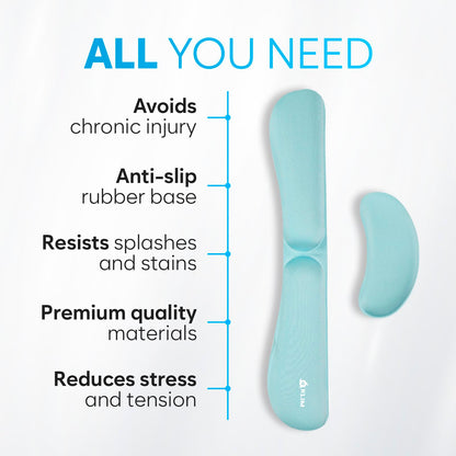 KLIM Mouse & Keyboard Wrist Rest Set - Silky Gel Memory Foam - Ergonomic Wrist Rest for Computer Keyboard, Wrist Pad for Keyboard + Wrist Rest for Mouse Gaming and Office - Pain Relief - Light Blue