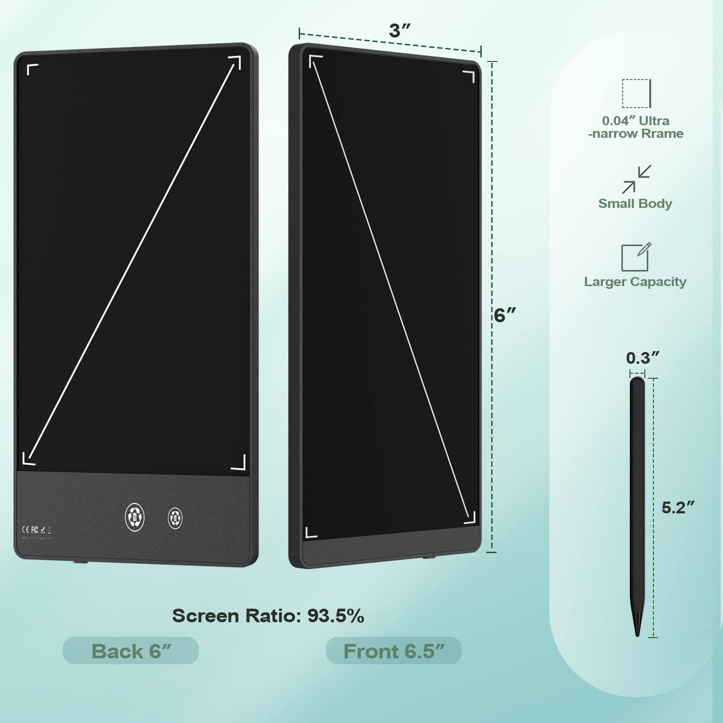 LCD Writing Tablet for Adults-6.5″&6″ LCD Writing Tablet,Double-Sided Full Screen Electronic Drawing Pad,Mini Portable Digital Notepad for School,Office,Home,Erasable,Reusable