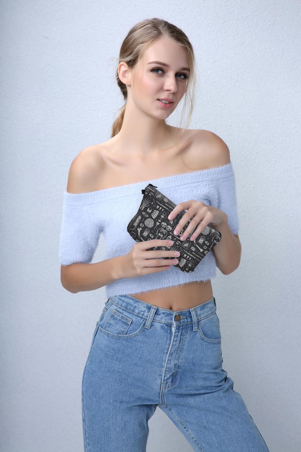 Deanfun Small Makeup Case - Cute and Waterproof Cosmetic Bag for Women(Happy Halloween D5-52254)