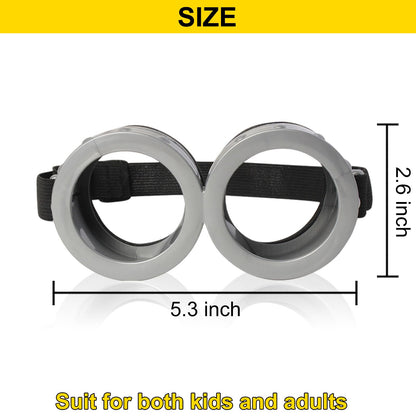 HEYFIZZ 2 Pack Halloween Goggles for Adult Kids, Goggles Glasses Costume Accessories for Men Women Cosplay Party Set Silver
