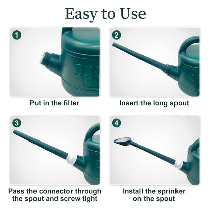 2 Gallon Watering Can for Outdoor Plants with Removable Long Spout and Stainless Steel Sprinkler Head, Large Plastic Watering Can for Garden Flowers Plants