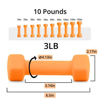 Portzon 10 Colors Options Compatible with Set of 2 Neoprene Dumbbell,1-16 LB, Anti-Slip, Anti-roll, Hex Shape