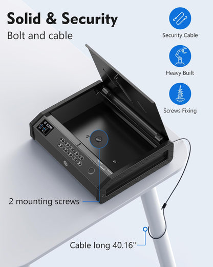 HOLEWOR Gun Safe, Biometric Gun Safes for Pistols with LCD Display of Temperature Humidity, Fingerprint Quick Access Pistol Safe Solid Handgun Safe with USB C Port
