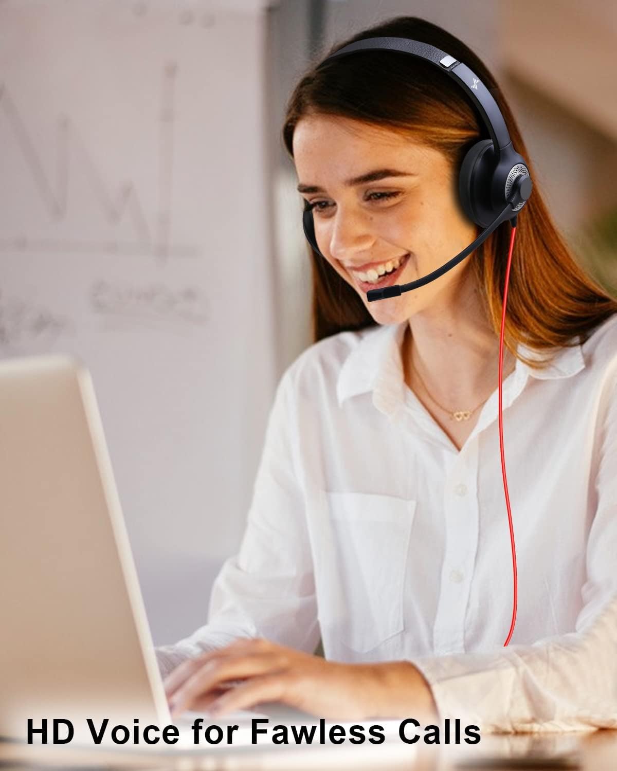 JIAMQISHI Headset with Microphone for PC Wired Headphones - 3.5mm On Ear Headsets with Noise-Cancelling Microphone for Laptop - Computer Headphones with Mic in-line Control for Home