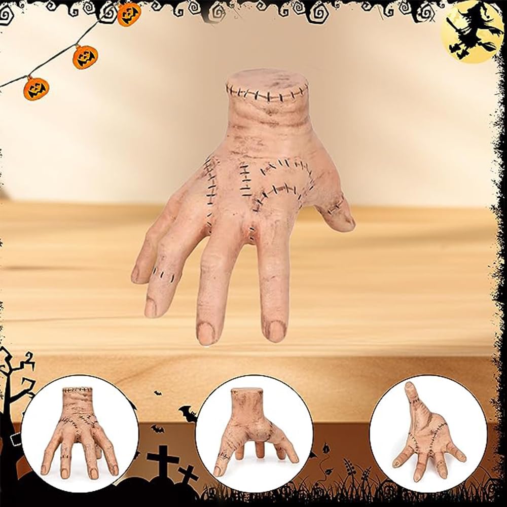 Thing Hand Wed Addams Family Fake Cosplay Hand Scary Props Decorations Gift for Fans, Accessories for Halloween Easter Gifts Beige