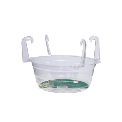 Curtis Wagner Plastics Hanging Basket Drip Pans (5-Pack) | Clear, Round (Diameter = 9" Base, 12" Top, 3.75" Depth) Hanging Plant Tray Saucer with Built-in Hooks & Water Catcher for Indoor & Outdoor