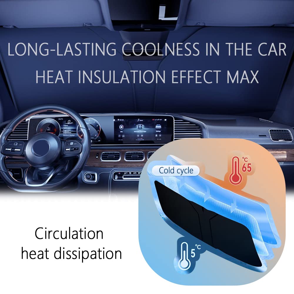 240T Thickened Automotive Glass Sunshade and Comes with Storage Bag,Keep Car Interior Cool,Universal Windshield Sun Shade Fit for Cars,Trucks,SUVs (L(57.08 * 31.5 inch))