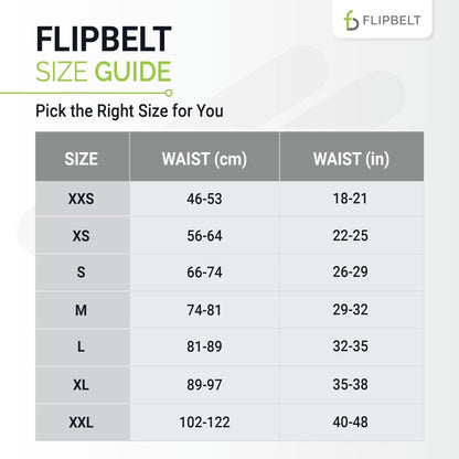 FlipBelt Classic Running Belt, Running Fanny Pack for Women and Men, Non Chafing Waist Band Pack for Phone, Moisture Wicking Storage Belt, USA Company