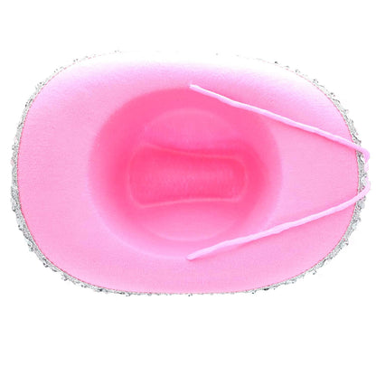 GiftExpress Pink Cowboy Hat With Tiara - CHILD SIZE, Pinky Felt Cowboy Hat for Western Costume, CowGirl Pretend Plays