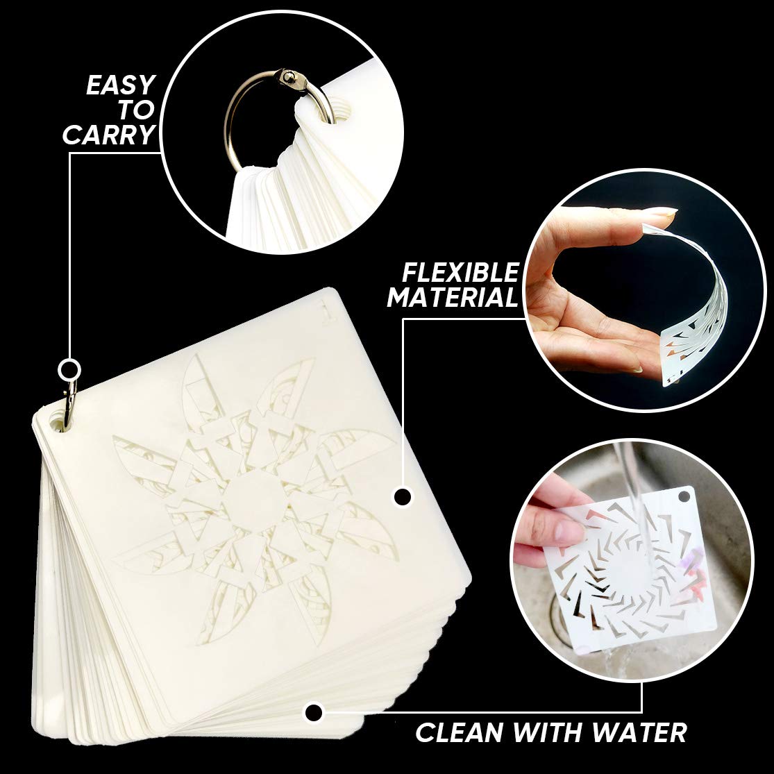 36 PCS Reusable Mandala Stencils for Painting Rocks Wood Canvas Fabric Glass Pottery Art Projects