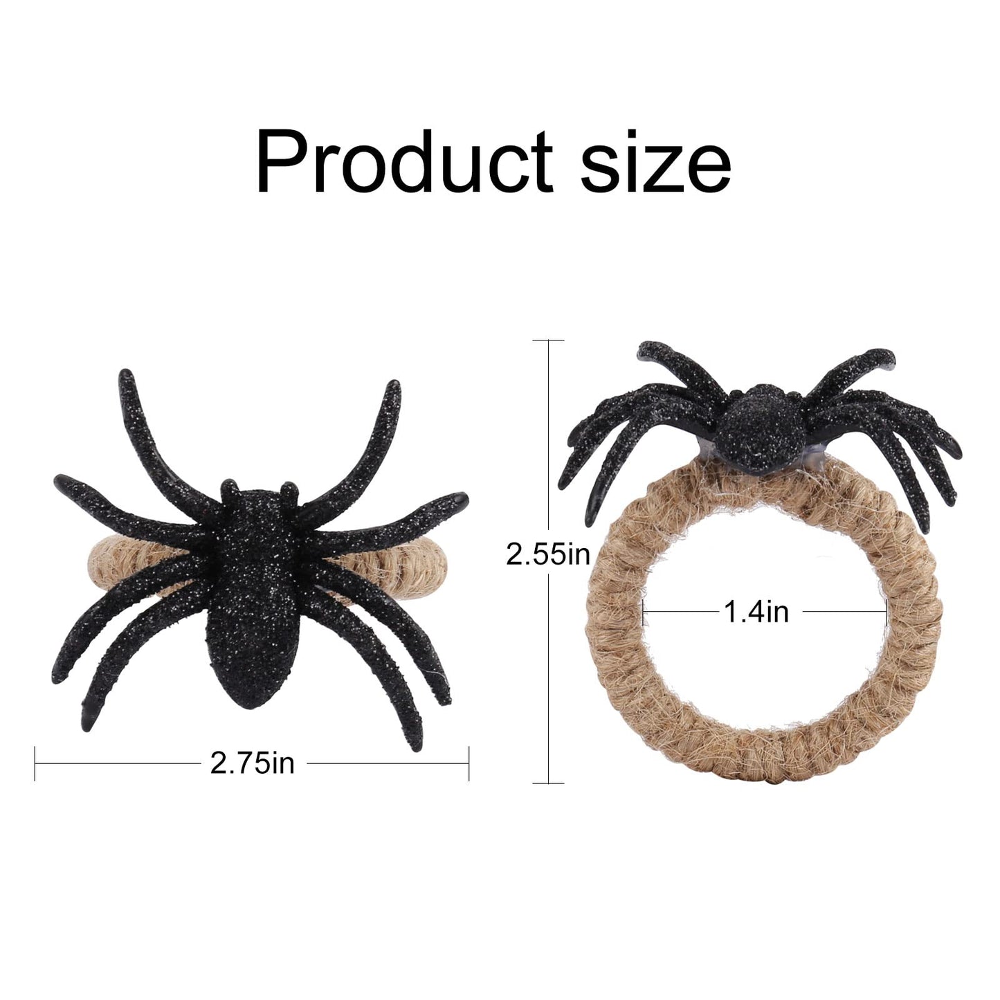 Kalopro Spider Napkin Rings Set of 6,Halloween Napkin Holder Rings,Black Napkin Ring for Halloween,Valentine’s Day,Wedding,Birthday Party,Thanksgiving Day,Christmas Day,Dining Table (Black Spider)