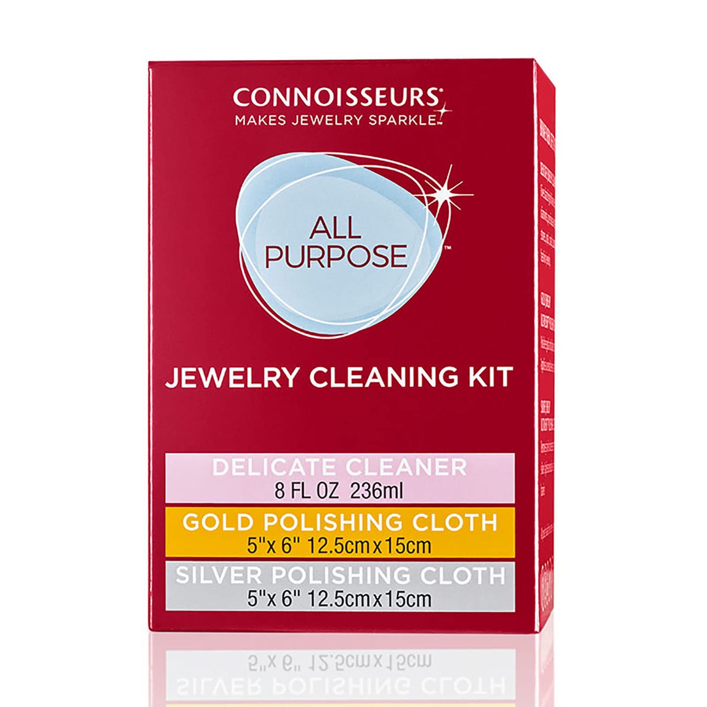 CONNOISSEURS All-Purpose Jewelry Cleaning Kit - Includes Delicate Jewelry Cleaner Solution and 2 Polishing Cloths