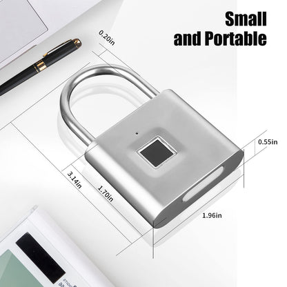 KENRONE Fingerprint Padlock, Portable USB Charging with Reset Key, Smart Padlock Quick Unlock, Waterproof and Rustproof, Padlocks for School Locker, Warehouses, Gym, Homes, Office Cabinets