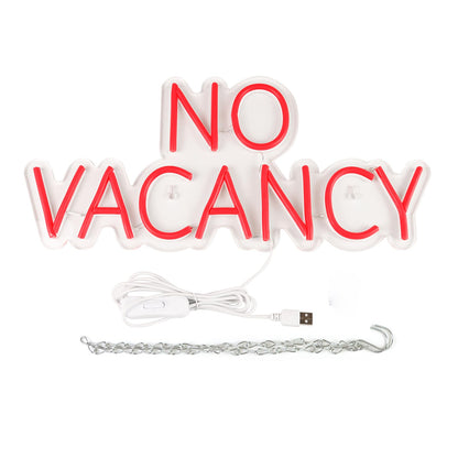 JFLLamp NO VACANCY Neon Signs for Wall Decor Neon Lights for Bedroom Led Business Signs Suitable for Hotels Christmas Birthday Party Unique Gift for Lover, 5V Power Adapter, 16 * 7.3 Inch(Red)