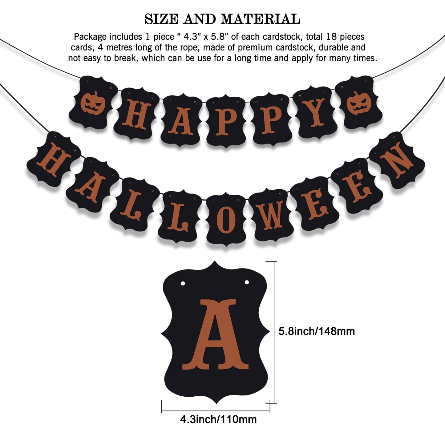 ERKOON Happy Halloween Banner Bunting with Pumpkin Sign for Halloween Wall Decorations Party Supplies Home Hanging Photo Props