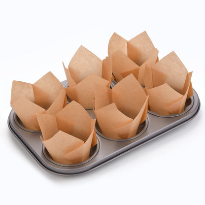 200Pcs Tulip Cupcake Liners Muffin Baking Liners Holders Premium Baking Cups Cupcake Wrappers Christmas Cupcake Lliners for Weddings, Birthdays, Anniversaries, and Special Occasions（Natural）