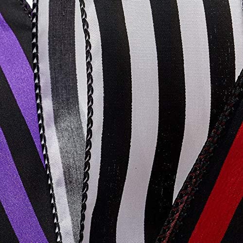 2 1/2" X 10 Yards Black/White Carnival Stripe Wired Ribbon Halloween