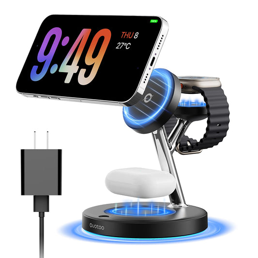 2025 3 in 1 Charging Station Compatible with Mag-Safe Charger Wireless Charger Stand for iPhone 16 15 14 13 12 Series Wireless Charging Station for AirPods Wireless Charging Stand for iWatch Series