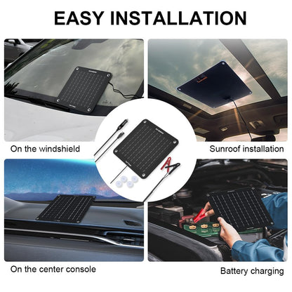 ECO-WORTHY 10W Solar Car Battery Charger Maintainer 12V Waterproof Portable Solar Trickle Charger for Car Truck Boat Lawn Mower RV Trailer Tractor ATV Utility Vehicle Battery