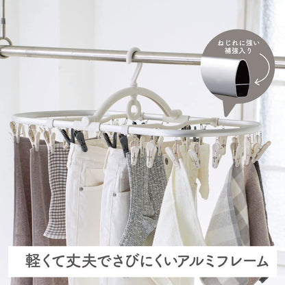 Daiya 058113 Laundry Clothes Drying Hanger, Flandry Aluminum Frame, Gentle Drying Corner Hanger, 40 Pinch, Rust Resistant, Lightweight, Easy to Pinch, Replaceable Pinch, Strong Spring, Jeans Towel,