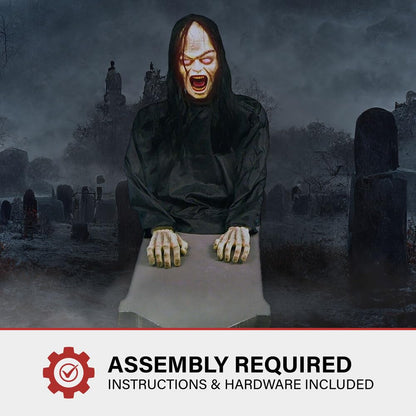 Haunted Hill Farm Resurrection Mary by Tekky, Battery Operated Timer and Sound Activated Jump-Scare Halloween Animatronic for Indoor or Covered Outdoor Creepy Halloween Decorations, Scary Fright Props