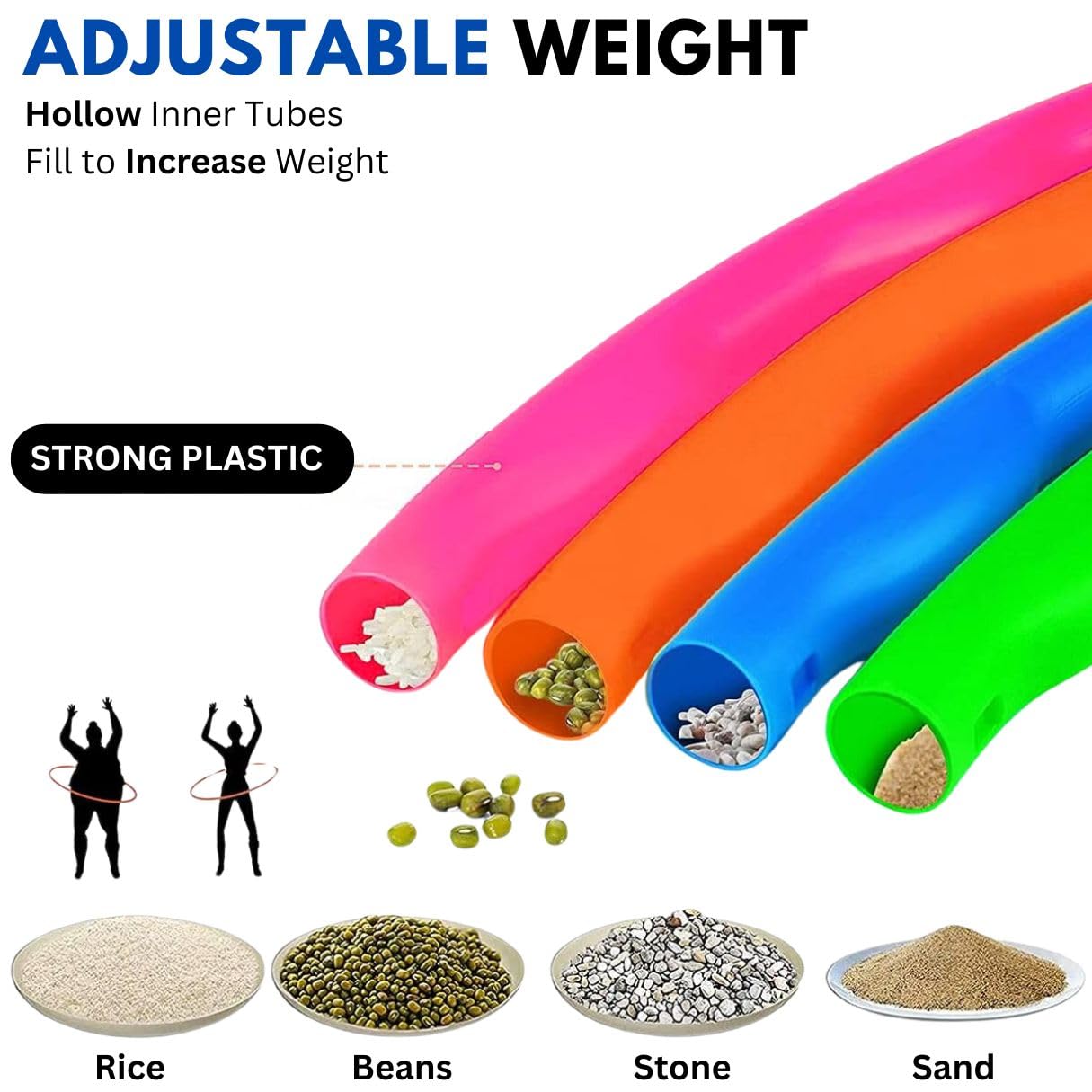 Kids Exercise Hoop, Snap Together Detachable Adjustable Weight Size Plastic Toy Hoops - Spinning Rings for Sports, Exercise, Playing, 32-Inch