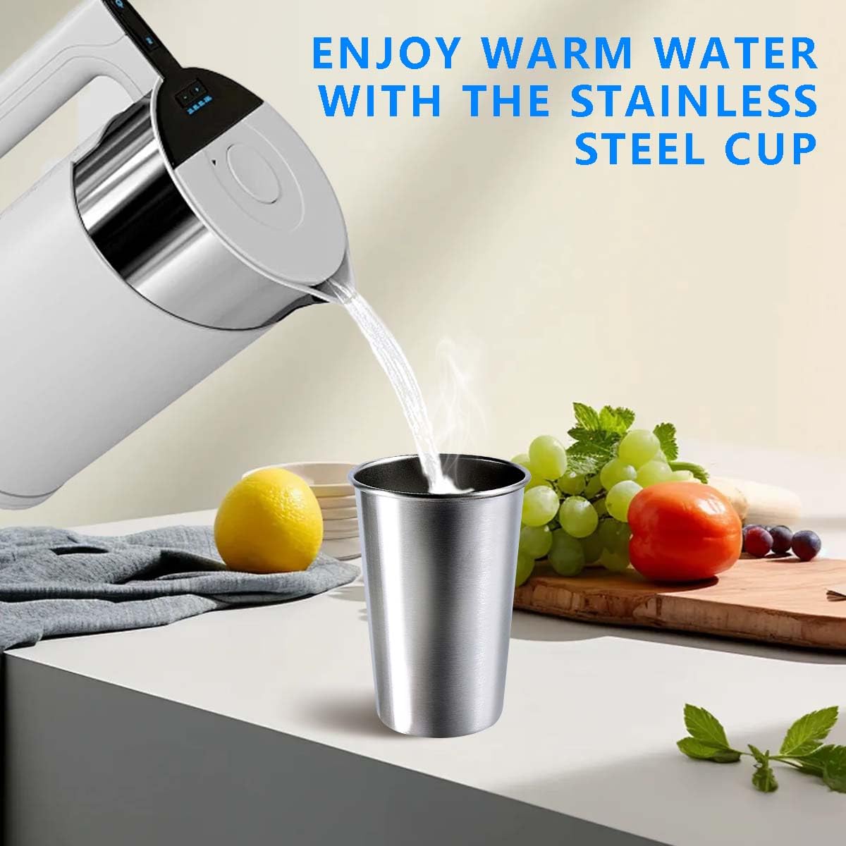 KISEER 5 Pack 16 Ounce Stainless Steel Pint Cups Shatterproof Cup Tumblers Unbreakable Metal Drinking Glasses for Bar, Home, Restaurant