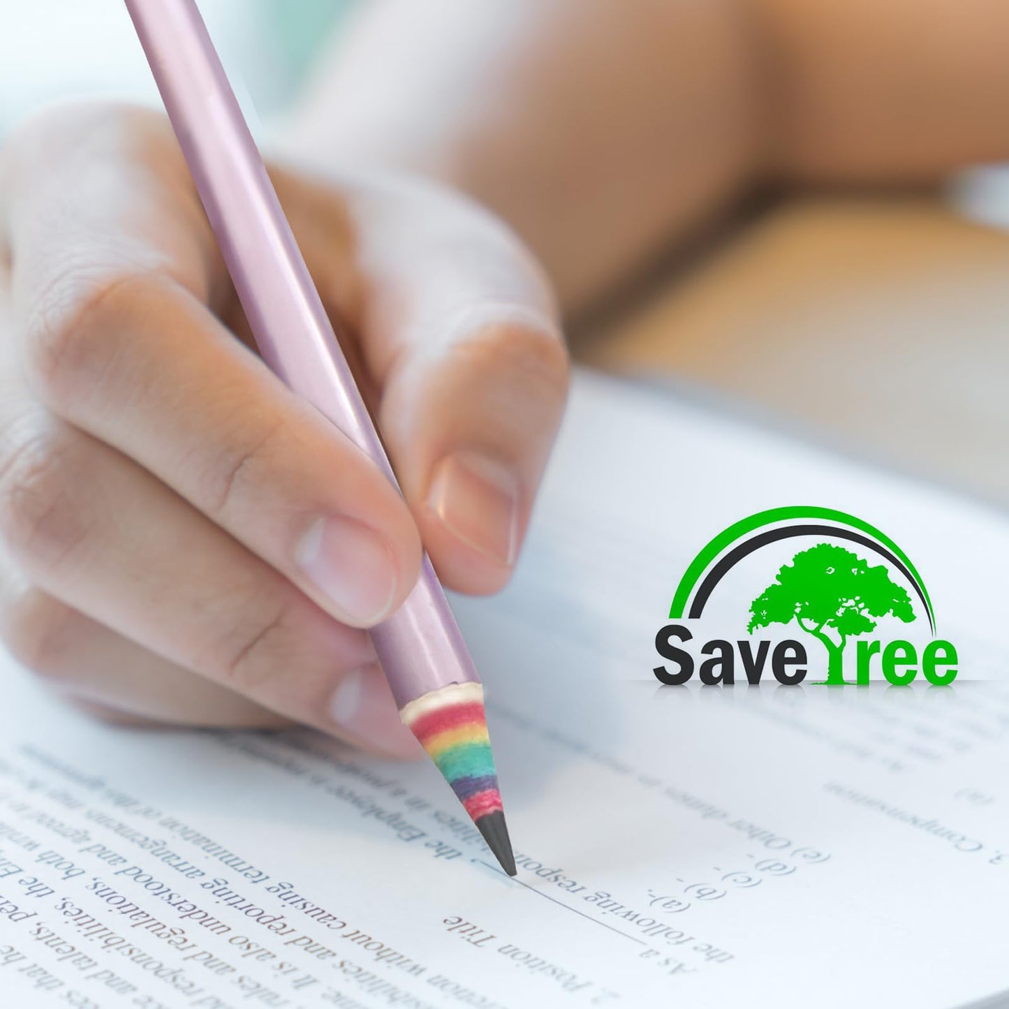 ECOTREE Pre-Sharpened Pencils #2 Eco Rainbow Paper Pencils for Kids Cute Number 2 Pencil with Erasers for School, Writing,12 Count