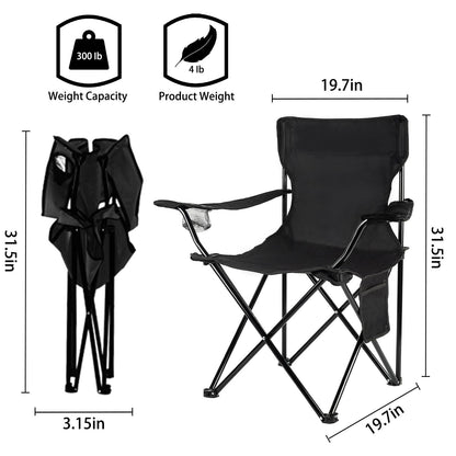 Damei century Folding Camping Chairs- Lightweight, Portable Chair for Beach, Lawn, Outdoor Sports, Black