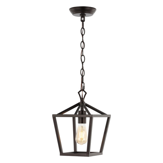 JONATHAN Y JYL7618A Pagoda 8" 1-Light Vintage Farmhouse Iron Chain Pagoda LED Pendant Minimalist, Rustic, Industrial, Classic, Casual, Living Room, Dining Room, Bedroom, Foyer, Oil Rubbed Bronze
