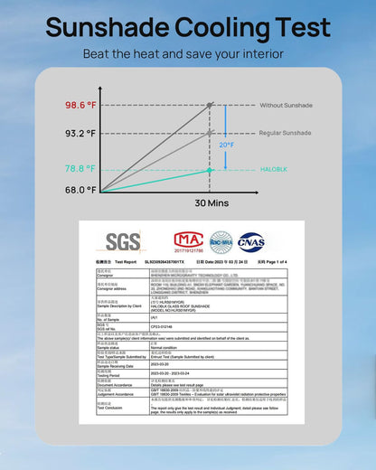 HALOBLK Non-Sag Glass Roof Sunshade with Storage Bag Designed for Model 3, Foldable Sunroof Shade with Heat Insulation Cover for 2021-2023 Model 3 (Gray)