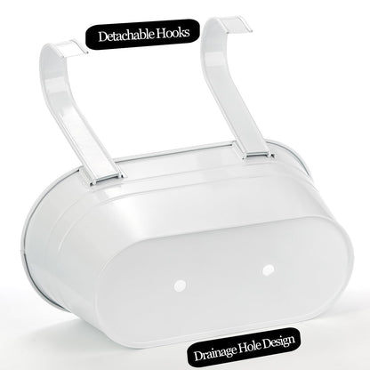 Foraineam 6 Pack Hanging Flower Pots, Metal Iron Plant Pot Holders, Garden Pots Balcony Planters, Metal Bucket Flower Holders Wall Hanging Decor Pot with Detachable Hooks for Railing Fence Balcony