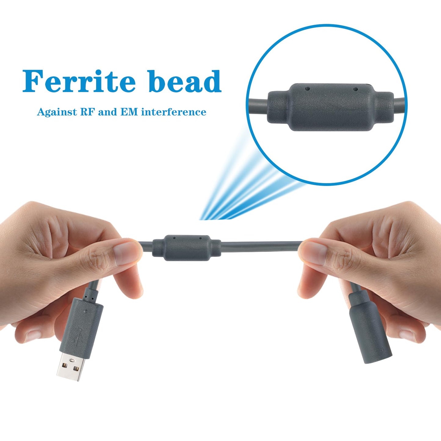 CSDWELL USB Breakaway Cable for Logitech G920 G923 G27 G29 Driving Force & Thrustmaster Ferrari 458 Spider Racing Wheel Cord, Guitar Hero & Xbox USB Plug